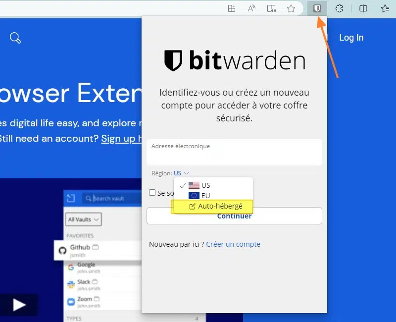 Extension Bitwarden avec Vaultwarden et Edge - 1
