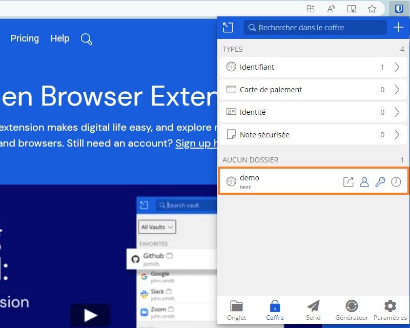 Extension Bitwarden avec Vaultwarden et Edge - 3