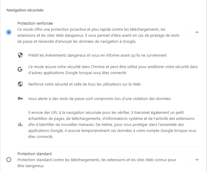Google Chrome - Protection renforcée anti-phishing