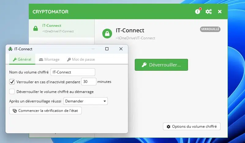 Options de Cryptomator