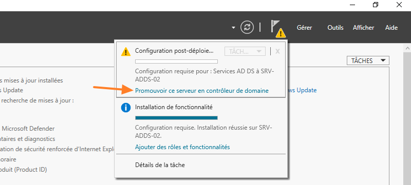 Promouvoir ce serveur en tant que contrôleur de domaine