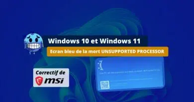 Windows UNSUPPORTED PROCESSOR correctif MSI