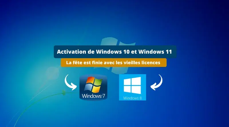 Activation de Windows 10 et Windows 11 avec licence Windows 7 windows 8