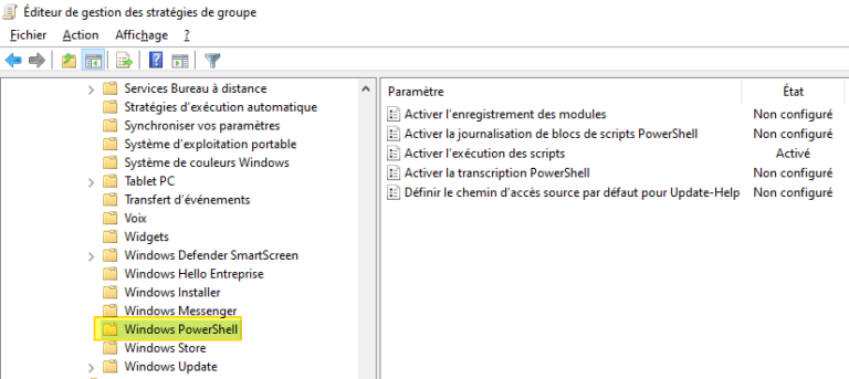 Comment configurer Powershell 7 (Core) par GPO