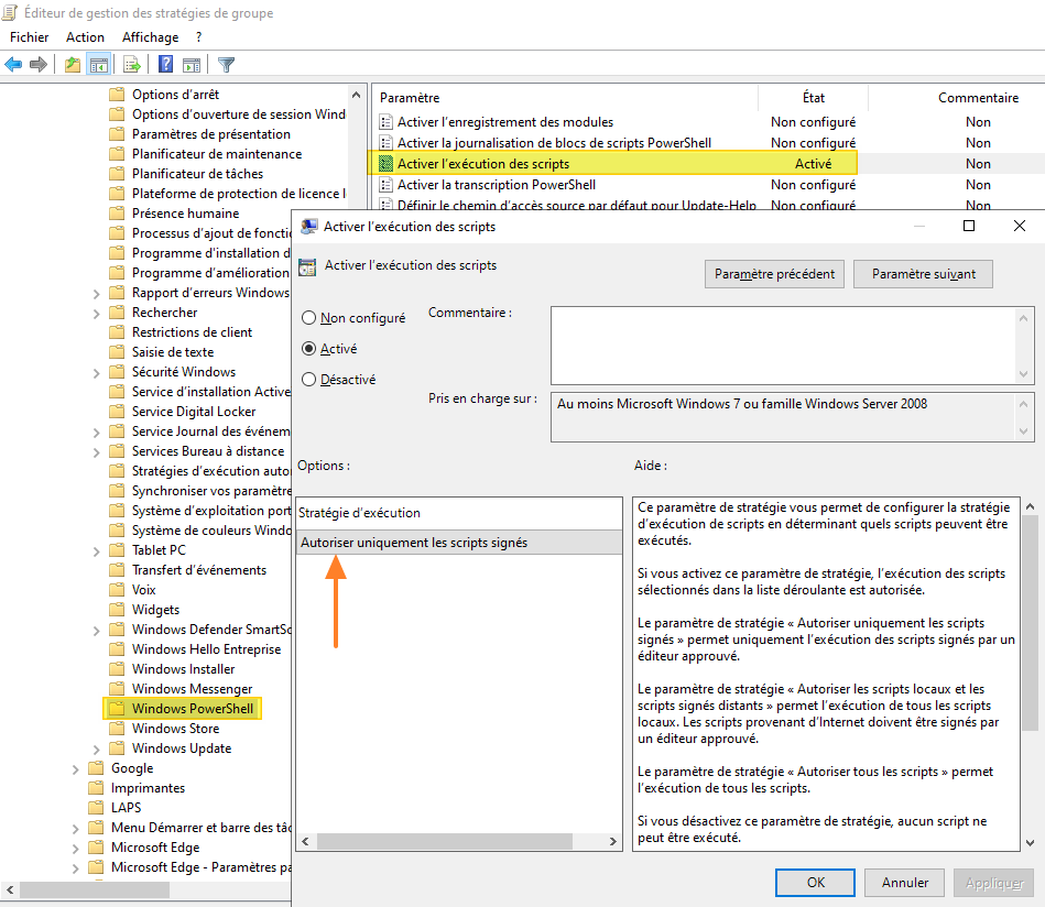 Comment configurer Powershell 7 (Core) par GPO