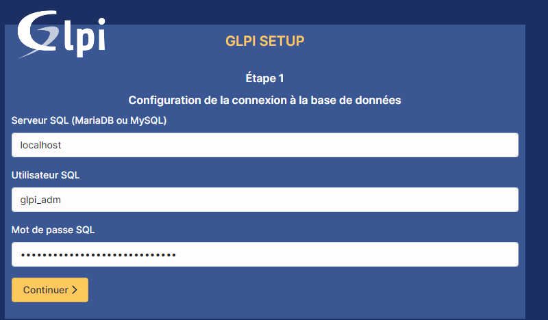 Installation de GLPI - Etape 4