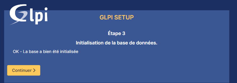 Installation de GLPI - Etape 6