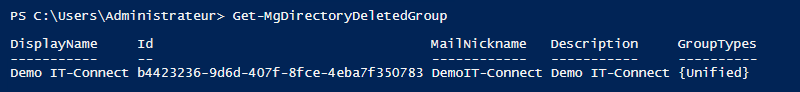 PowerShell Get-MgDirectoryDeletedGroup