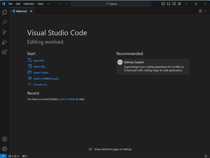 VS Code page accueil