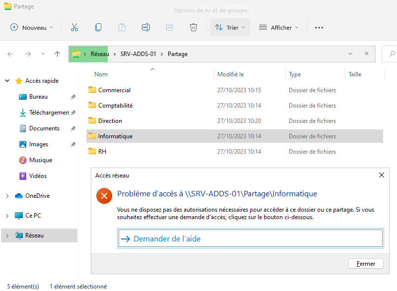 Windows Server 2022 ABE - Accès refusé