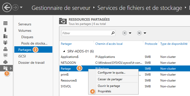 Windows Server 2022 ABE - Propriétés partage