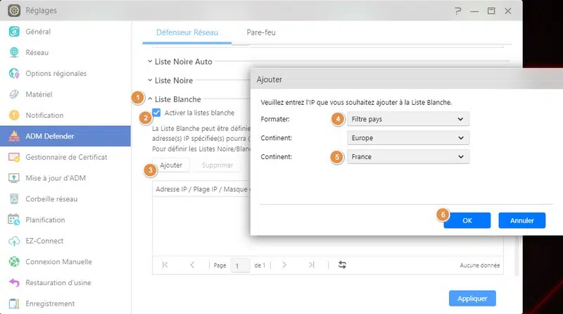 ASUSTOR - ADM Defender - Liste blanche