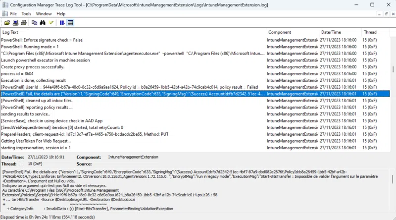 CMTrace - Analyser log Intune - Script PowerShell