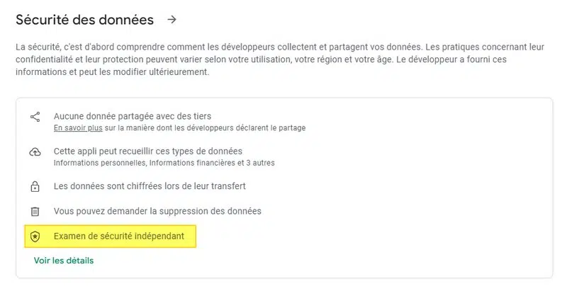 Google Play Store - Examen de sécurité indépendant - App VPN