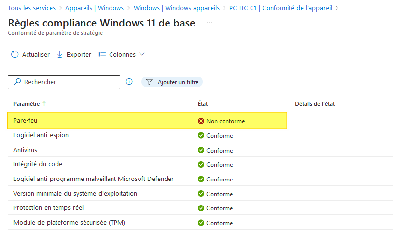 Intune - PC Windows non en conformité