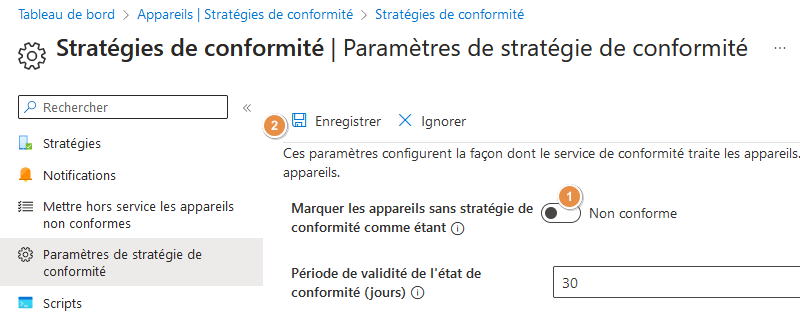 Intune - Paramètres de stratégie de conformité - 2
