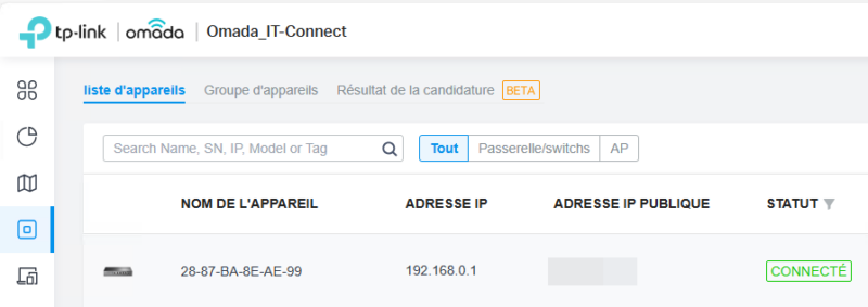 Routeur TP-Link connecté à Omada