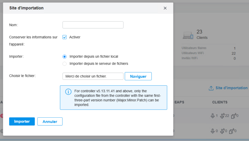 TP-Link Omada - Site import