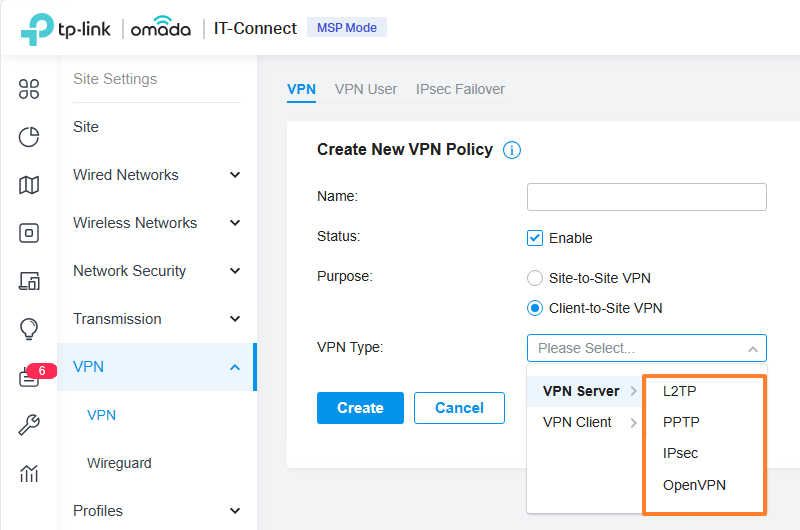 TP-Link Omada - VPN client-to-site protocoles