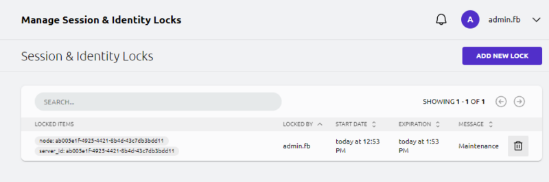 Teleport - Liste des verrouillages