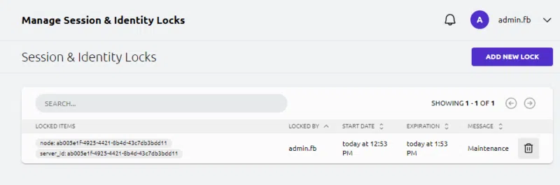 Teleport - Liste des verrouillages