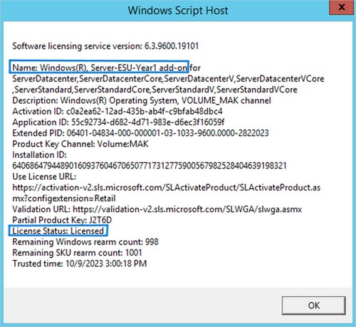 Windows Server 2012 R2 avec licence ESU