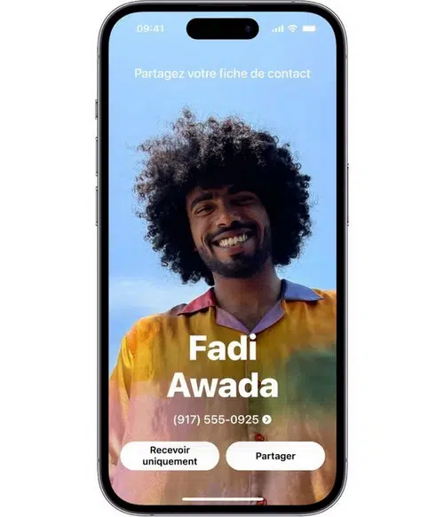 iPhone iOS 17 - NameDrop - Aperçu