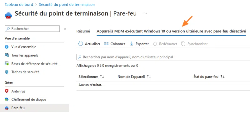 Intune - Appareils Windows avec le pare-feu désactivé