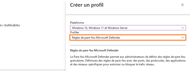 Intune - Créer règle pare-feu Windows Defender - 01