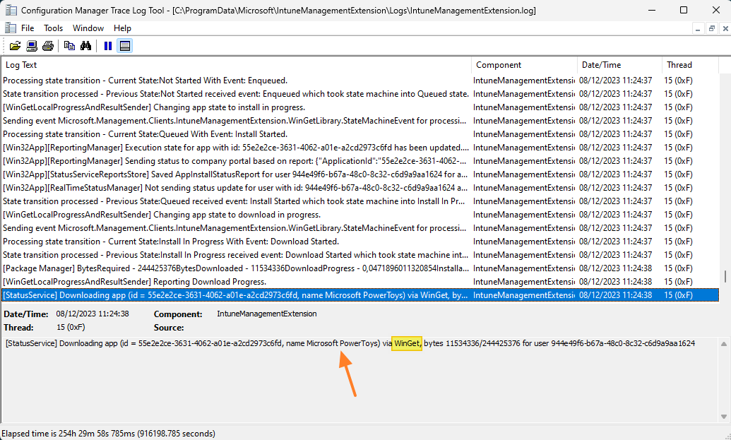 Intune - Log - Déploiement app Microsoft Store (WinGet)