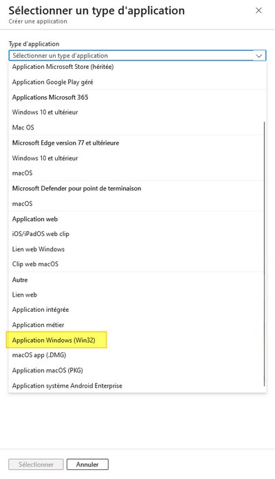 Intune - Type application Windows win32