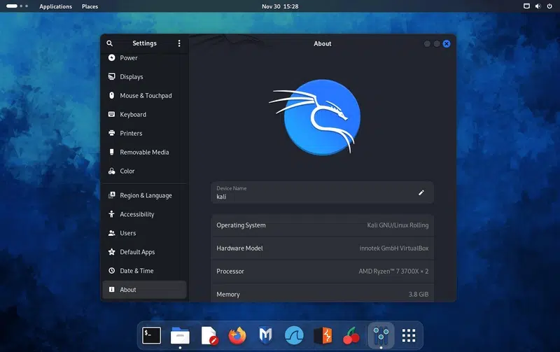 Kali Linux - Gnome 45