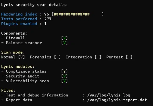 Lynis - Score audit de sécurité Linux