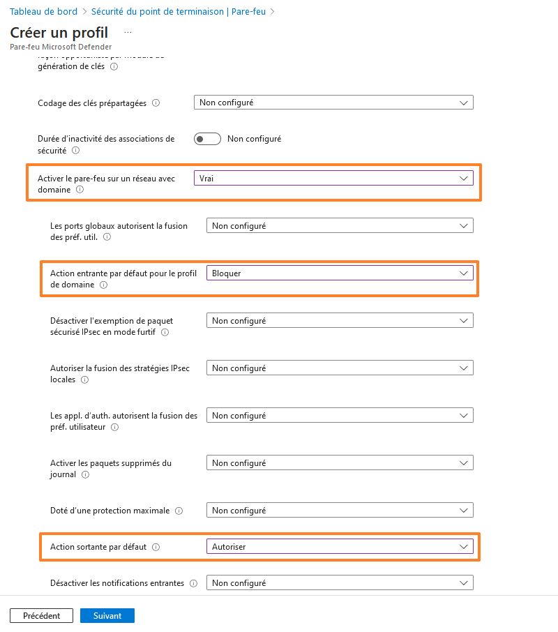Microsoft Intune - Stratégie sécurité - Pare-feu Windows - 04