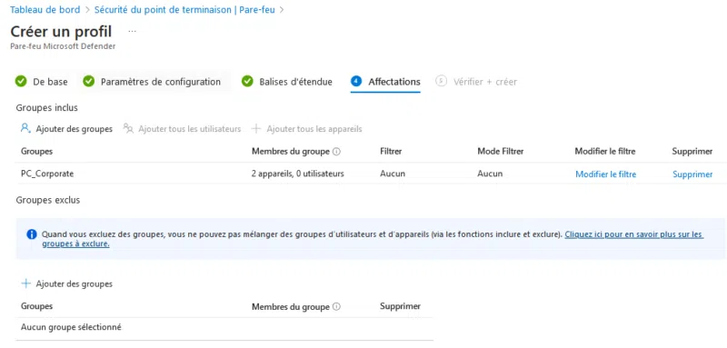 Microsoft Intune - Stratégie sécurité - Pare-feu Windows - 07