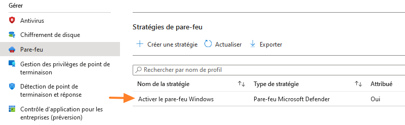 Microsoft Intune - Stratégie sécurité - Pare-feu Windows - 08