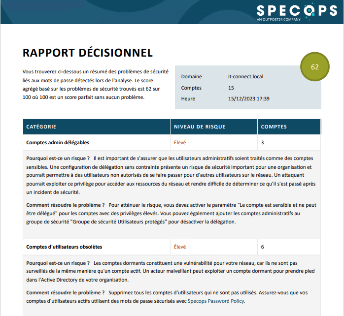 Specops Password Auditor - Rapport en français - 1