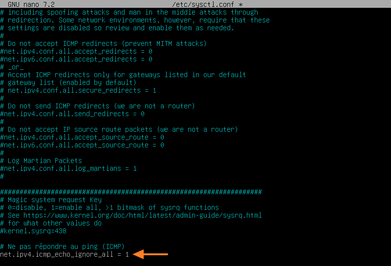 Désactiver le ping sous Linux
