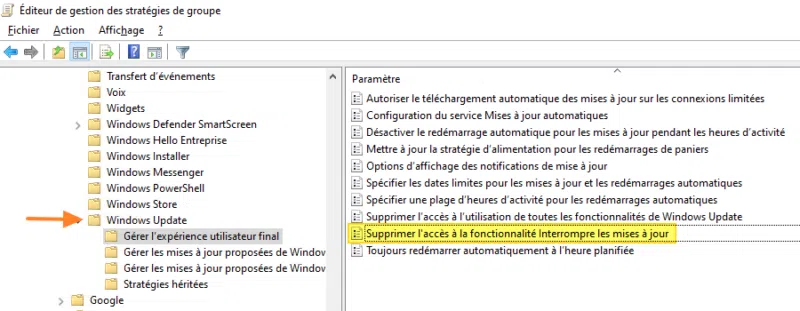 GPO - Windows Update - Bloquer interruption des updates