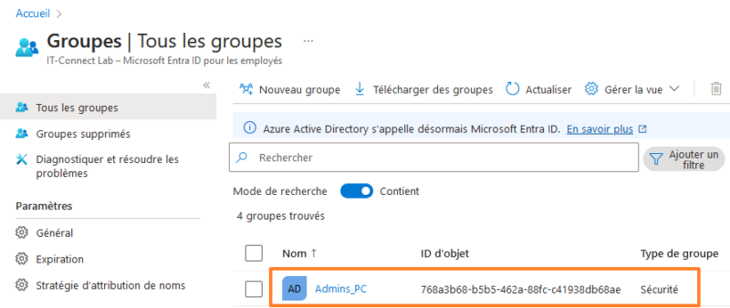 Gérer groupe Administrateurs local avec Intune