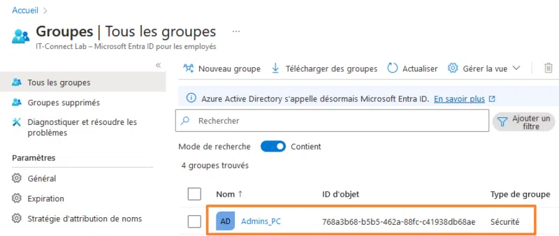 Gérer groupe Administrateurs local avec Intune