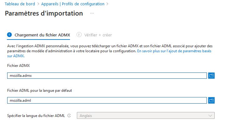 Intune - Importation ADMX et ADMX Firefox