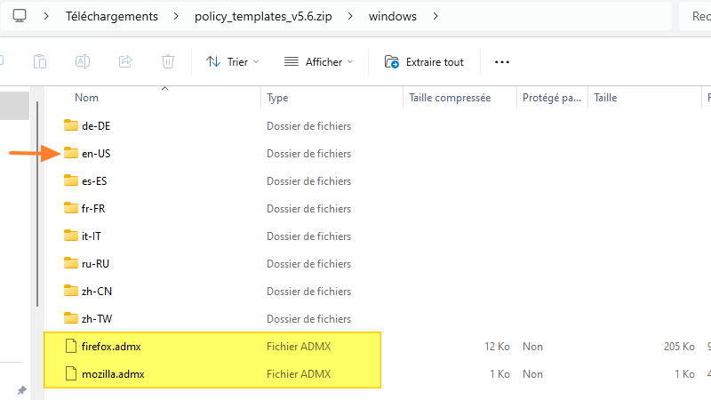 Modèle ADMX Mozilla Firefox