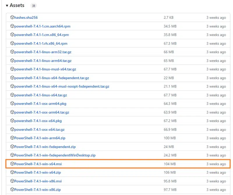 Télécharger PowerShell depuis GitHub