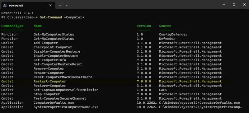Commande powershell redémarrer ordinateur