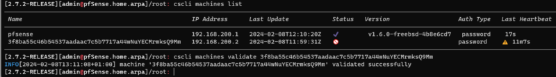 CrowdSec - cscli machines list and validate