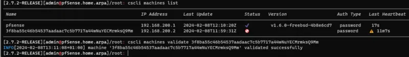 CrowdSec - cscli machines list and validate