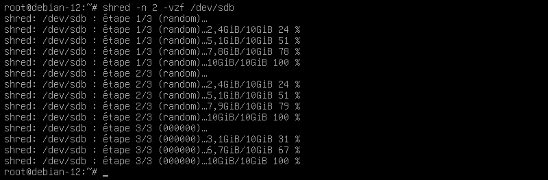 Efface un disque sous Linux avec shred