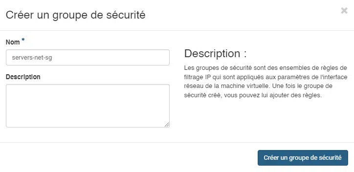 Infomaniak - OpenStack - Créer un groupe de sécurité - Etape 2