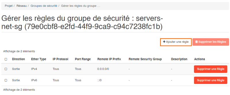 Infomaniak - OpenStack - Créer un groupe de sécurité - Etape 3
